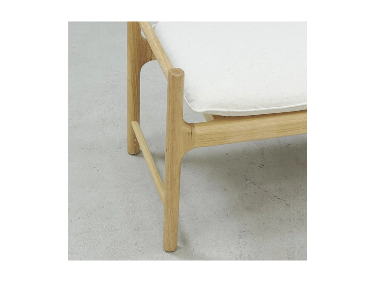 Banc en bois avec coussin en coton blanc