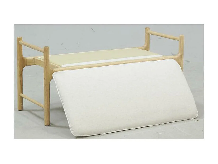 Banc en bois avec coussin en coton blanc