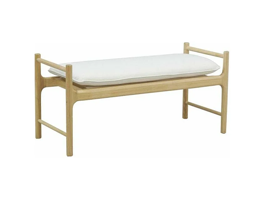 Banc en bois avec coussin en coton blanc