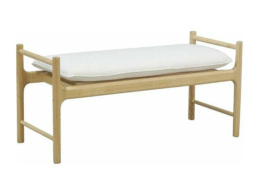 Banc en bois avec coussin en coton blanc