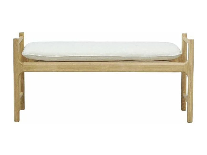 Banc en bois avec coussin en coton blanc