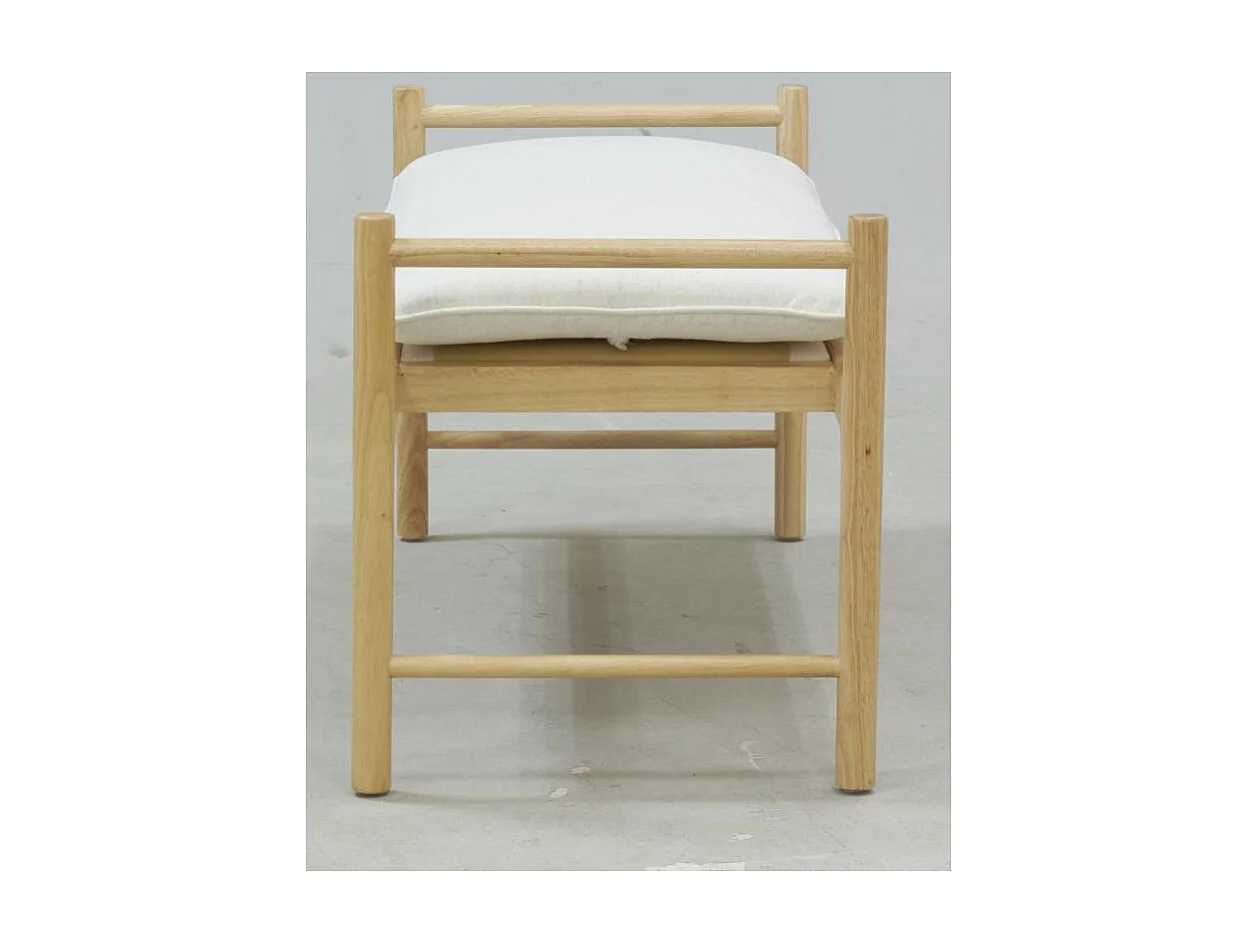 Banc en bois avec coussin en coton blanc