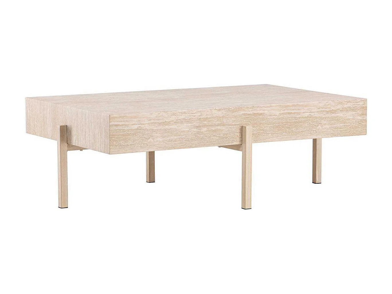 Table Basse Effet Travertin "Vadholmen" 126cm Beige
