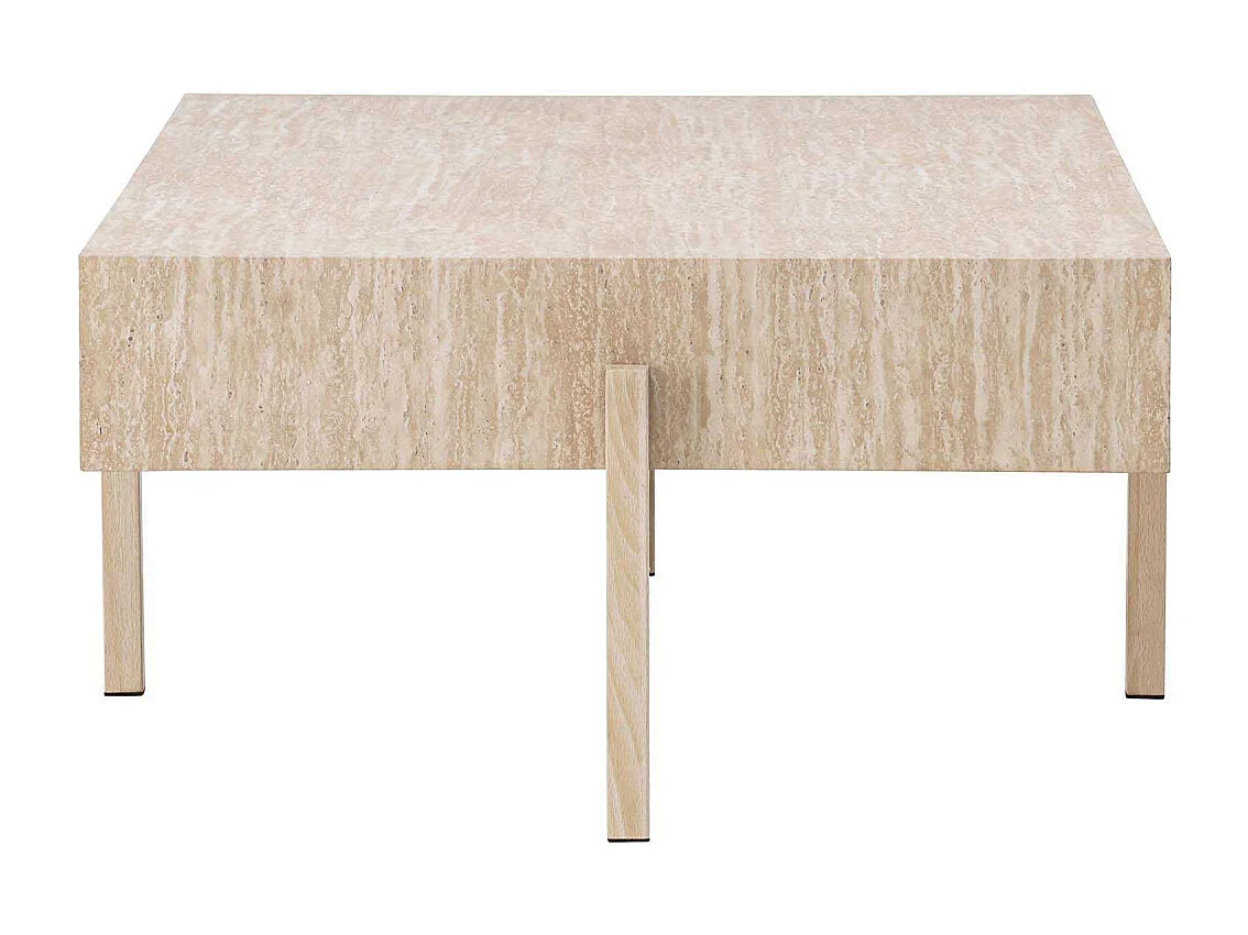 Table Basse Effet Travertin "Vadholmen" 126cm Beige