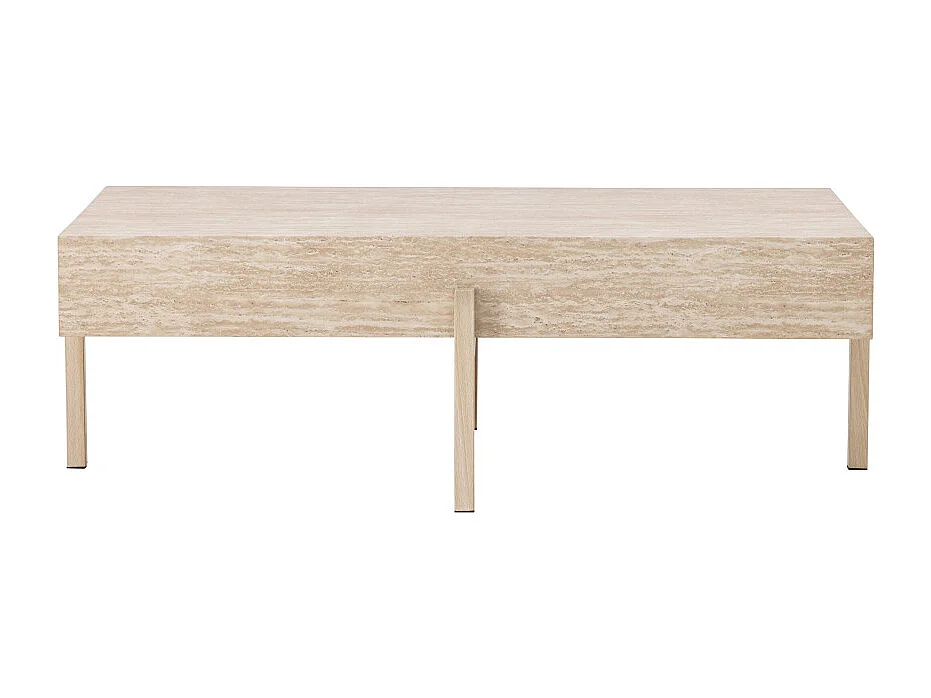 Table Basse Effet Travertin "Vadholmen" 126cm Beige