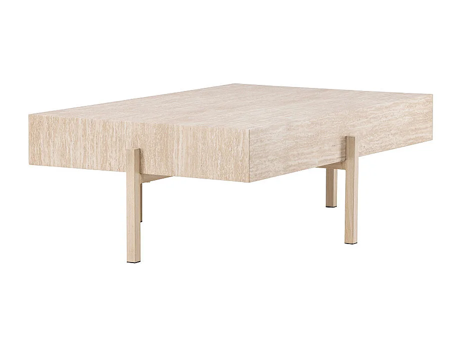 Table Basse Effet Travertin "Vadholmen" 126cm Beige