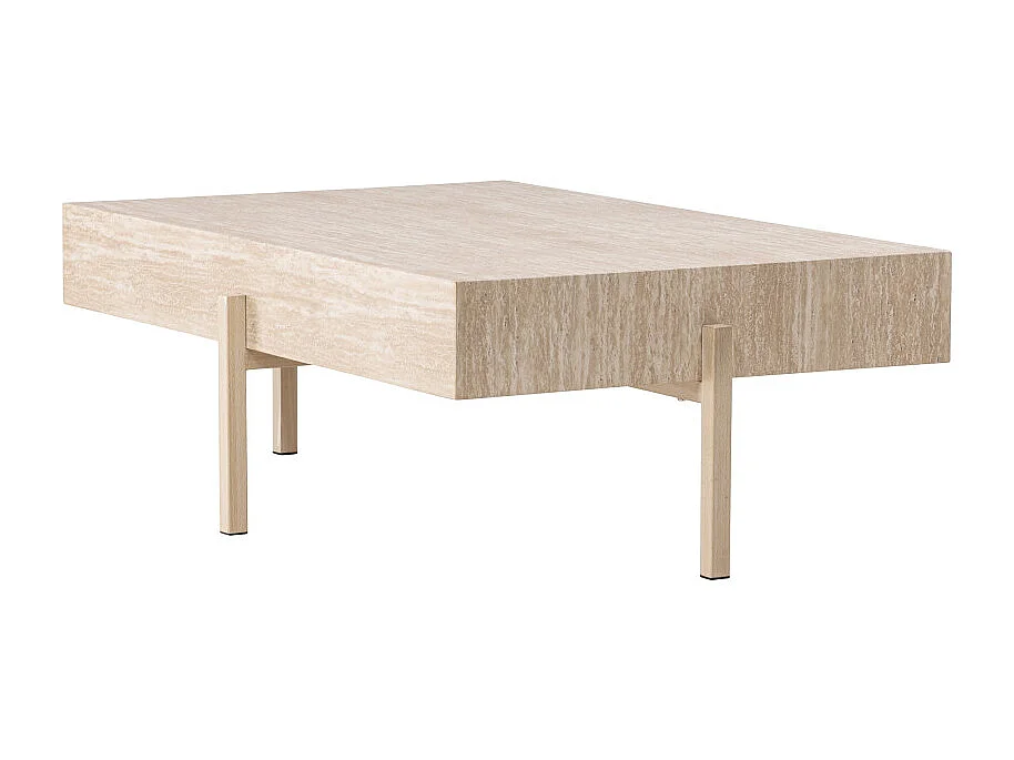 Table Basse Effet Travertin "Vadholmen" 126cm Beige