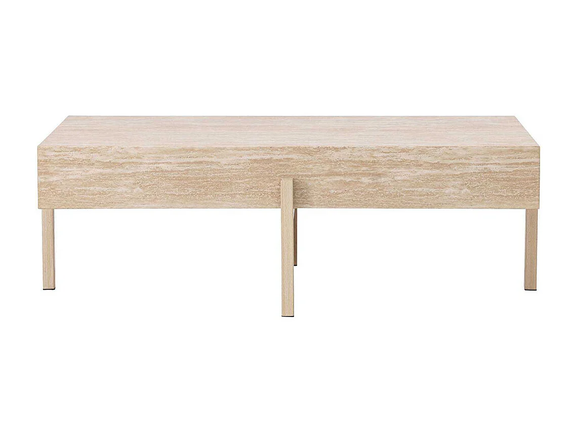 Table Basse Effet Travertin "Vadholmen" 126cm Beige