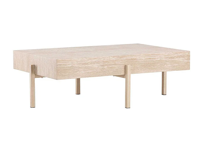 Table Basse Effet Travertin "Vadholmen" 126cm Beige