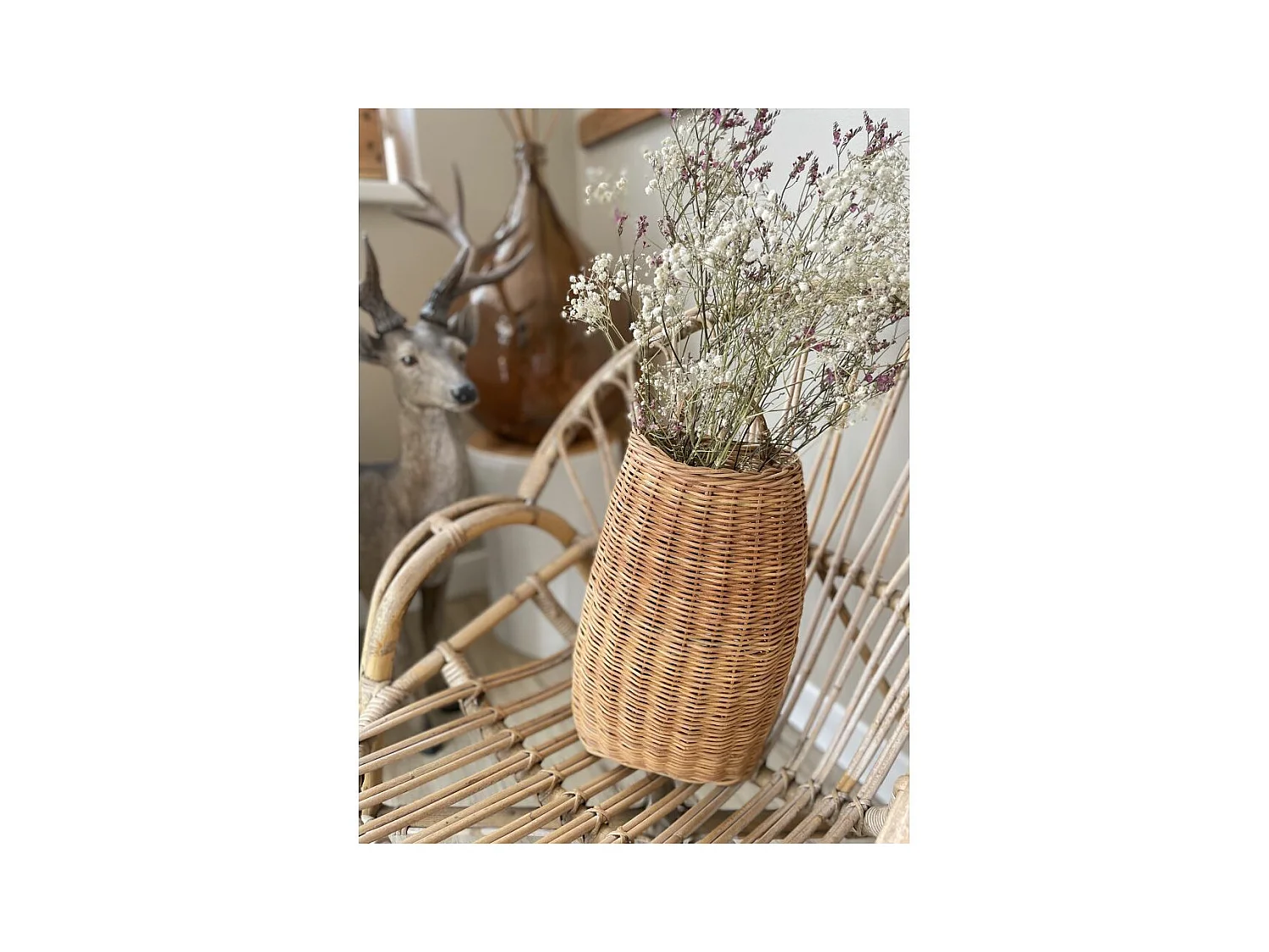 Hotte murale en rotin naturel