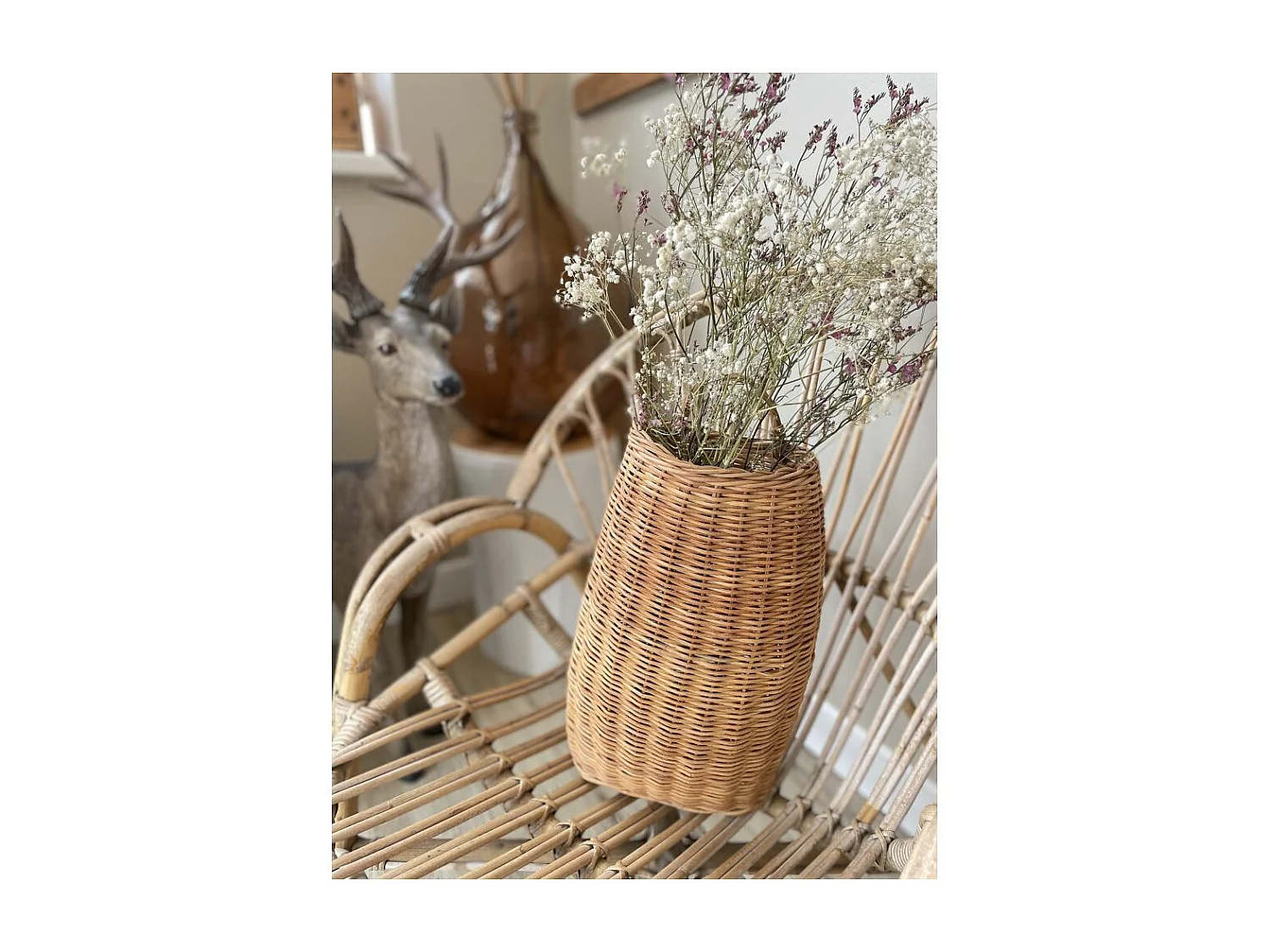 Hotte murale en rotin naturel