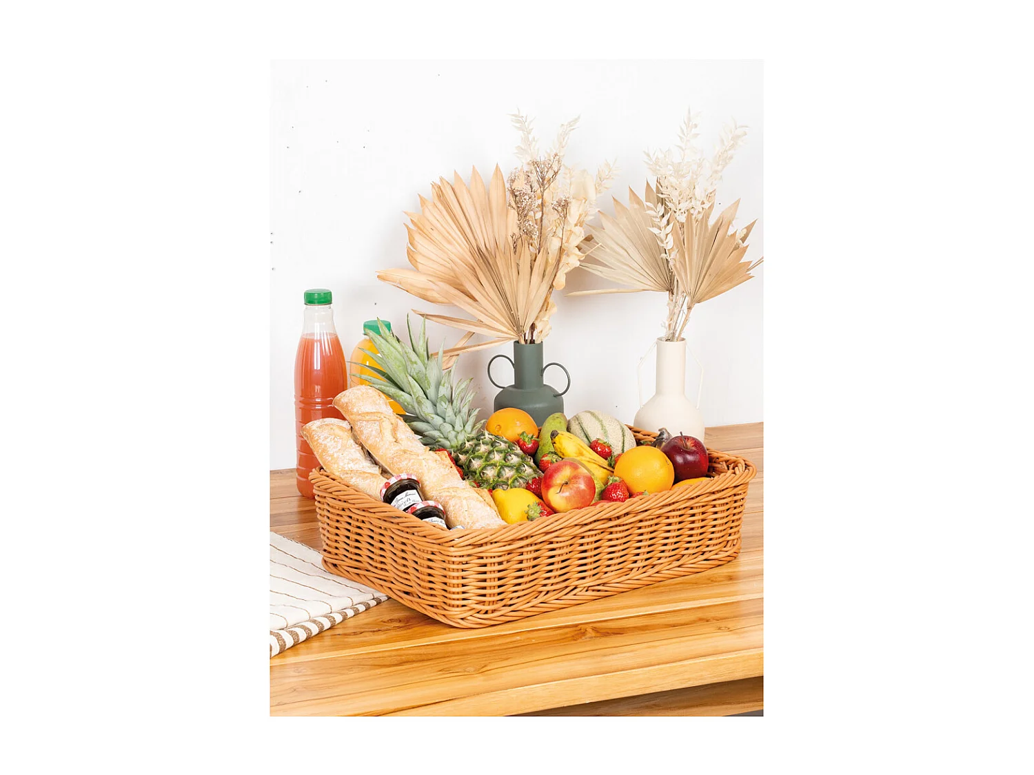 Manne en rotin synthétique marron L60