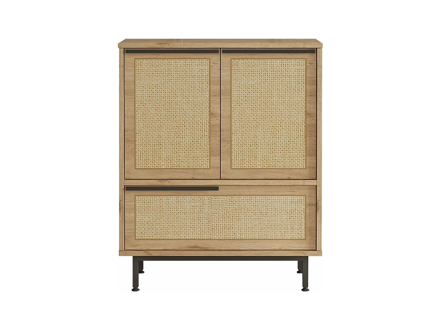 Meuble de cuisine Evelis L75xH90cm Bois et Rotin clair
