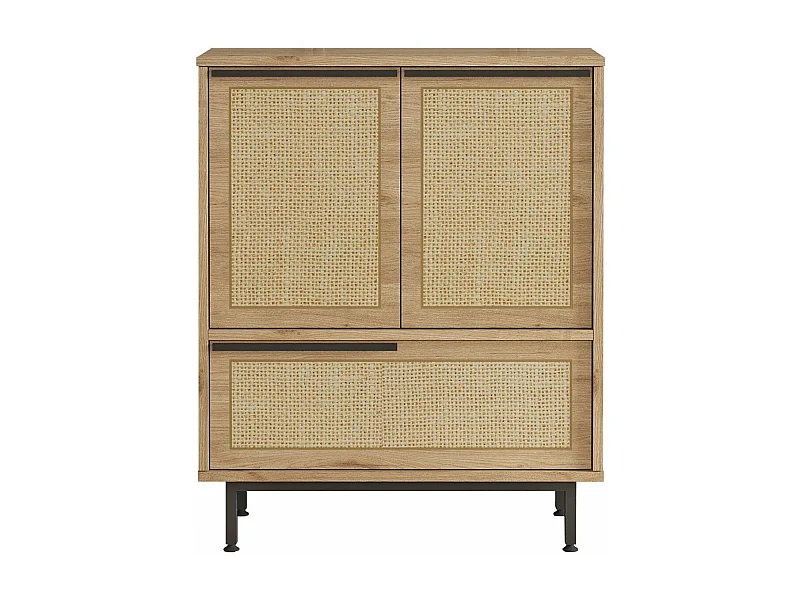 Meuble de cuisine Evelis L75xH90cm Bois et Rotin clair