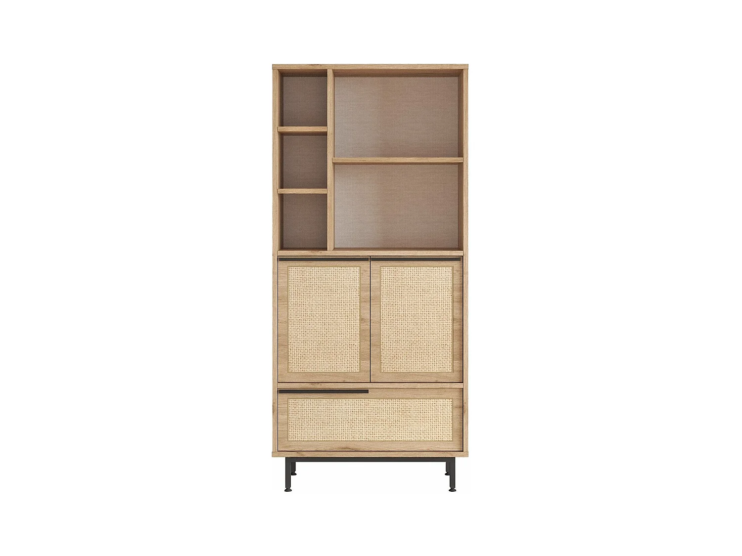 Meuble de cuisine Evelis L75cm Bois et Rotin clair