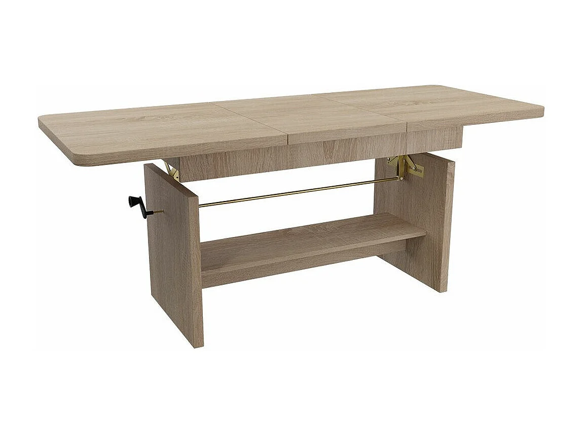 Table basse transformateur Stanton 108, Sonoma chêne, 59x62x116cm, Stratifié, Angulaire