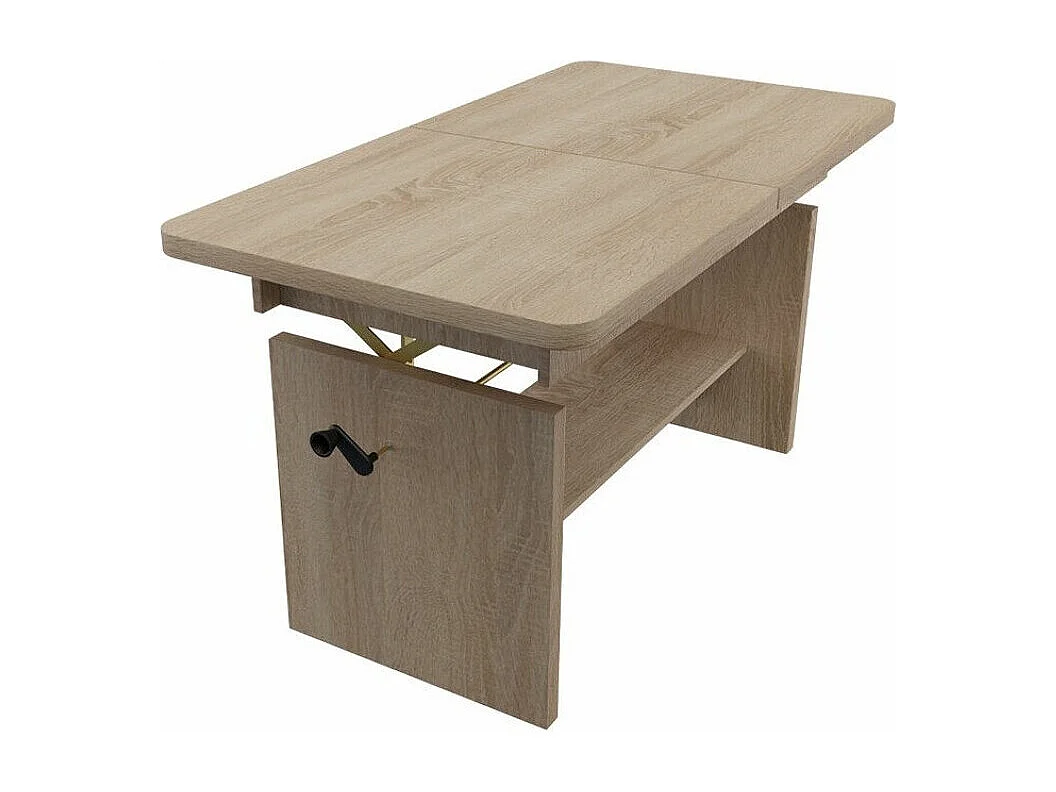 Table basse transformateur Stanton 108, Sonoma chêne, 59x62x116cm, Stratifié, Angulaire