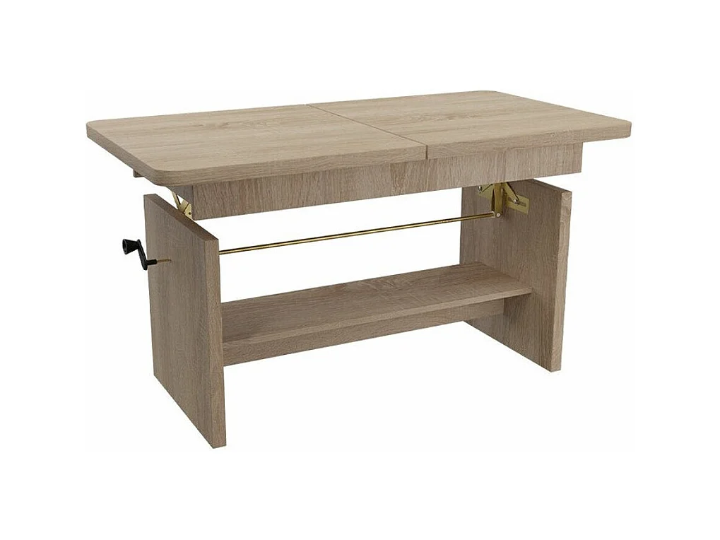 Table basse transformateur Stanton 108, Sonoma chêne, 59x62x116cm, Stratifié, Angulaire