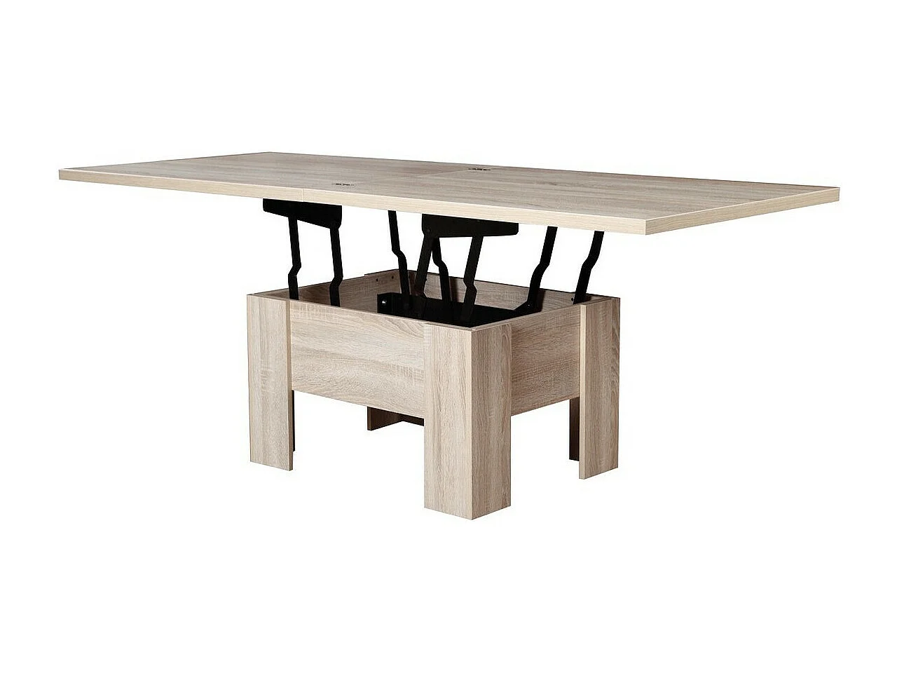 Mesa de café convertible Stanton 102, Blanco, 53x80x100cm, Aglomerado laminado, Angular