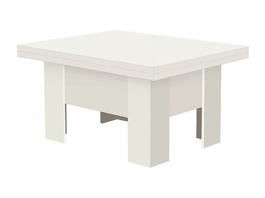 Table basse transformateur Stanton 102, Blanc, 53x80x100cm, Stratifié, Angulaire