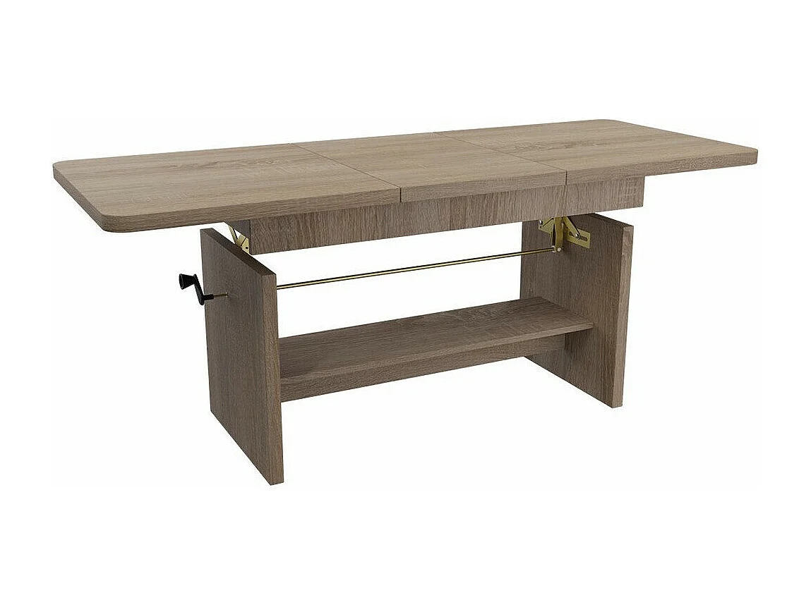 Mesa de café convertible Stanton 108, Trufa, 59x62x116cm, Aglomerado laminado, Angular