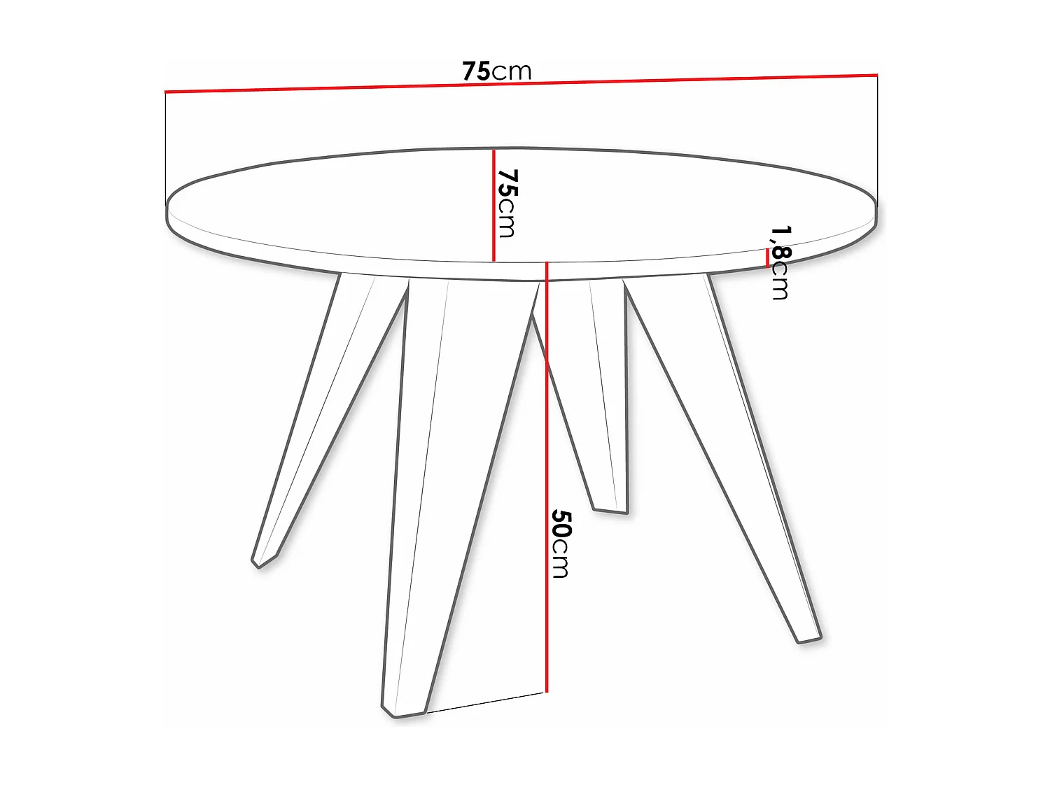 Mesa de café Oswego 116, Negro, 50cm, Diámetro: 75, Aglomerado laminado, Redonda
