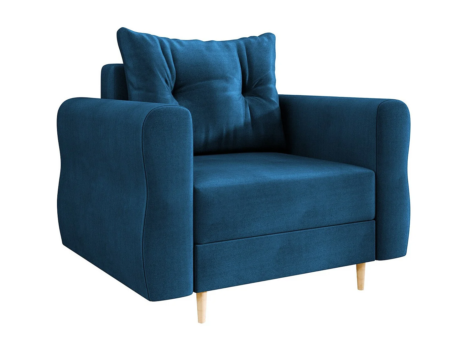 Sillón Veldala 104, Azul, 85x106x77cm, Tapiz, Patas: Madera