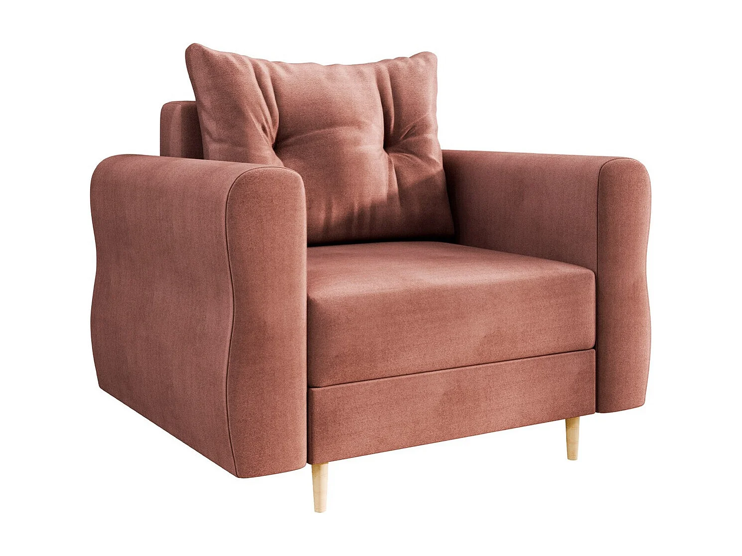 Fauteuil Veldala 104, Rose, 85x106x77cm, Tapisserie, Pieds: Bois