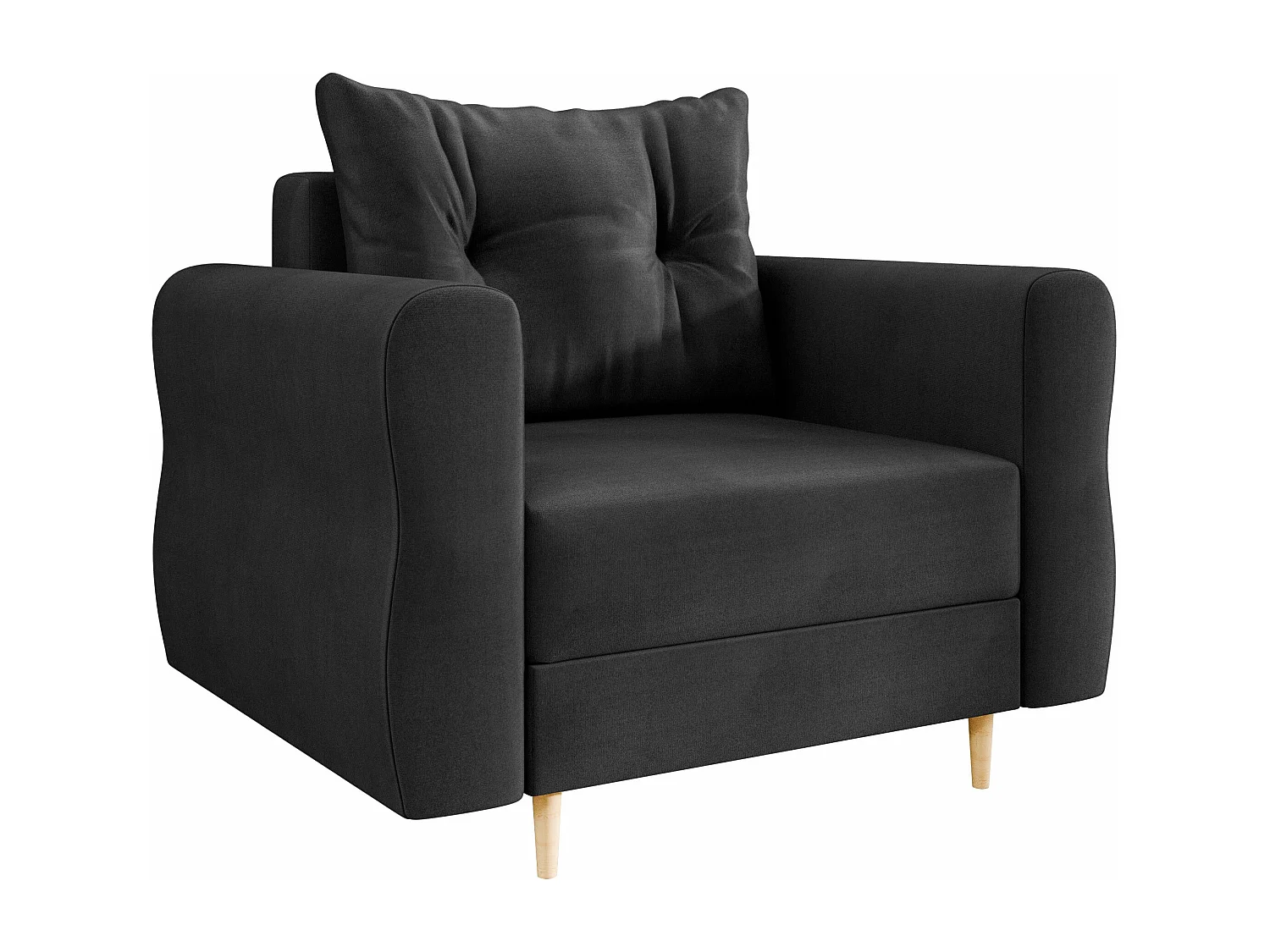 Sillón Veldala 104, Negro, 85x106x77cm, Tapiz, Patas: Madera