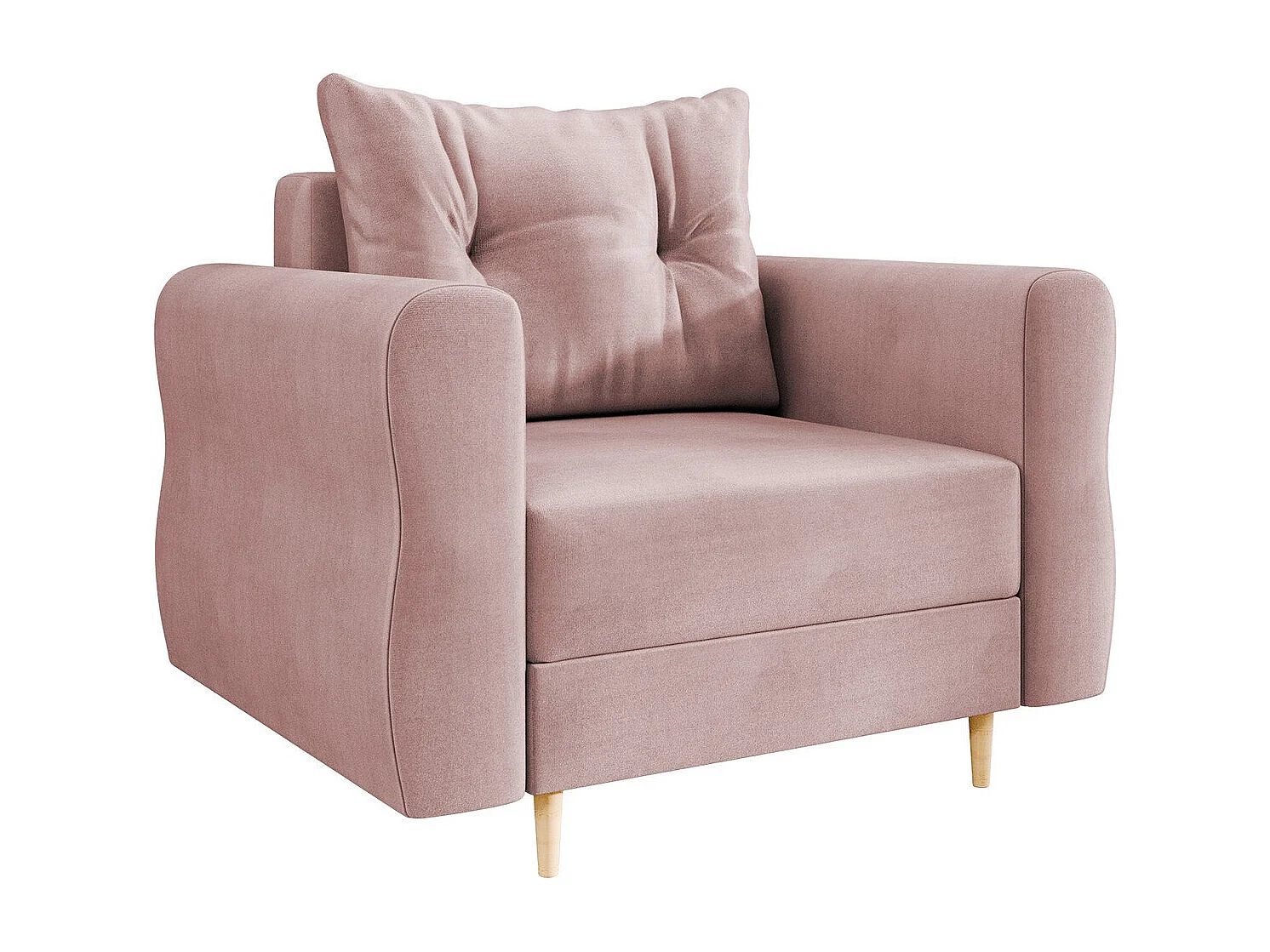 Sillón Veldala 104, Rosa, 85x106x77cm, Tapiz, Patas: Madera