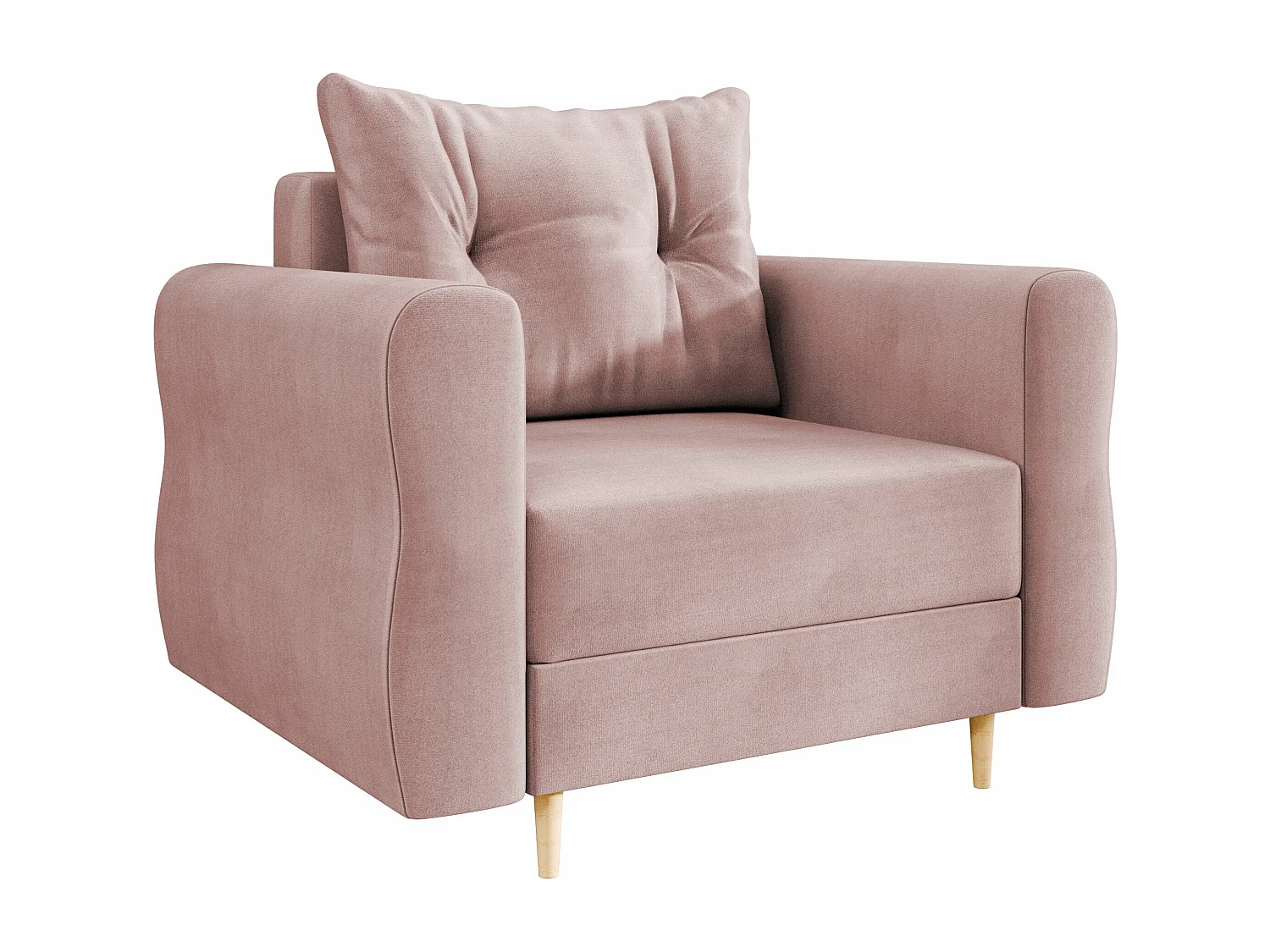 Sillón Veldala 104, Rosa, 85x106x77cm, Tapiz, Patas: Madera
