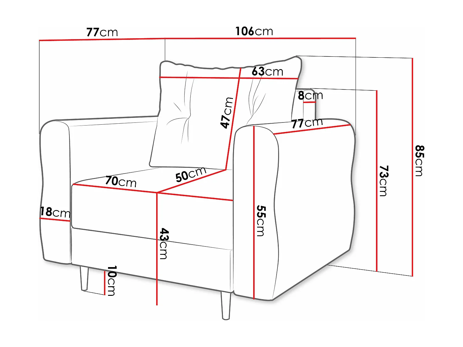Sillón Veldala 104, Rosa, 85x106x77cm, Tapiz, Patas: Madera