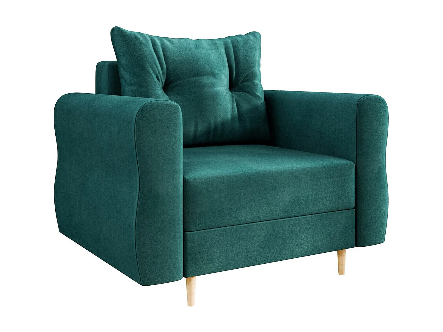 Fauteuil Veldala 104, Turquoise, 85x106x77cm, Tapisserie, Pieds: Bois