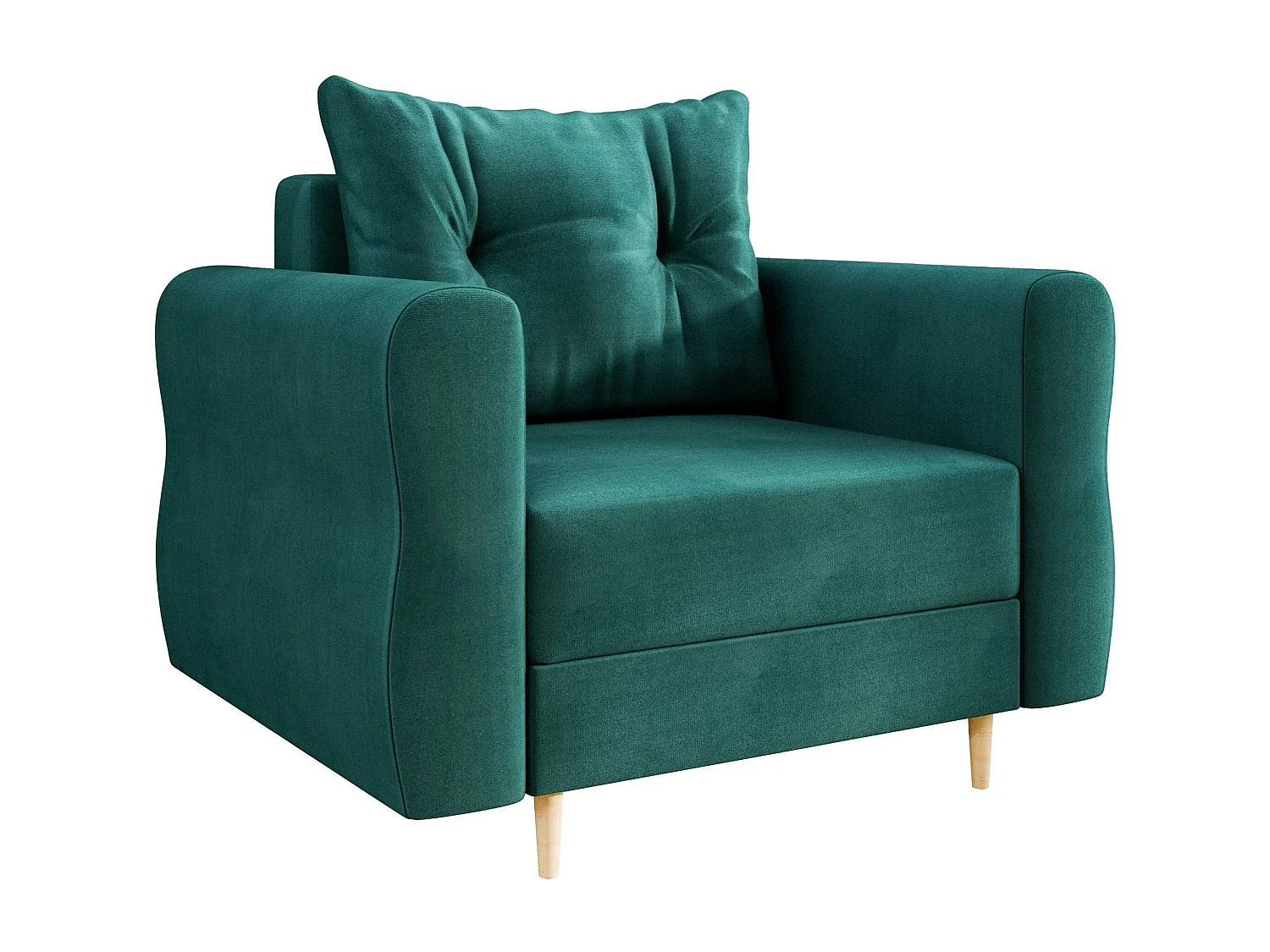 Fauteuil Veldala 104, Turquoise, 85x106x77cm, Tissu, Pieds: Bois
