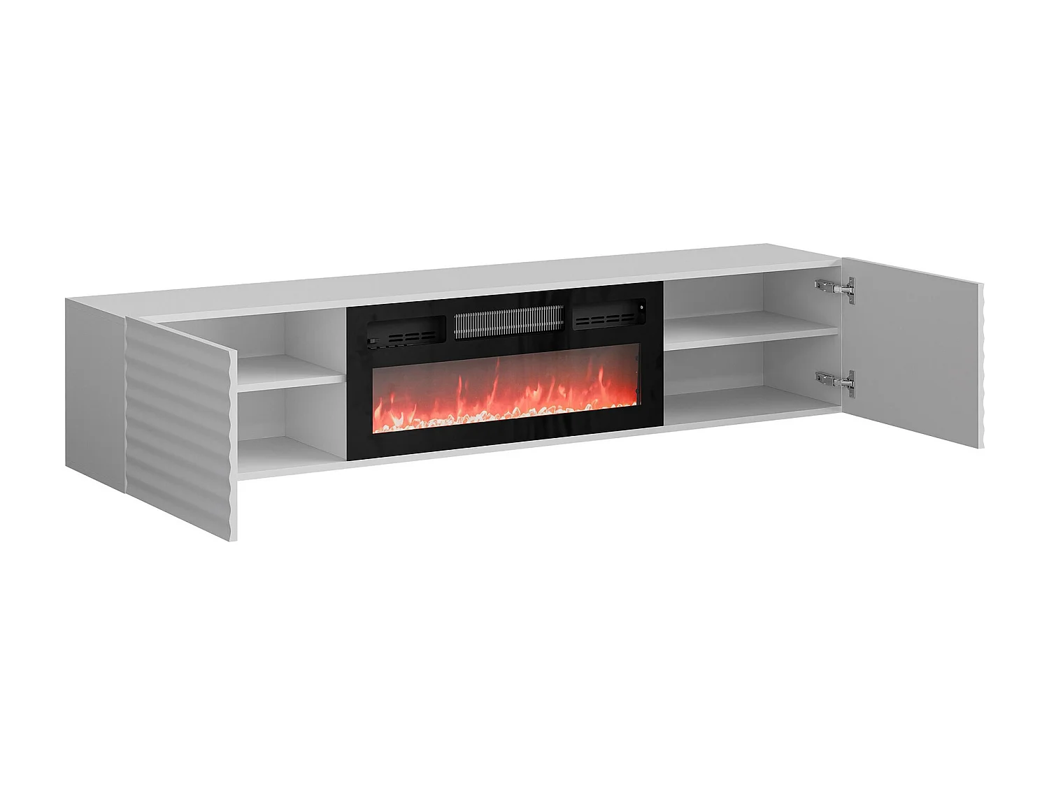 Meuble TV Charlotte 206, Blanc, 183x37x35cm