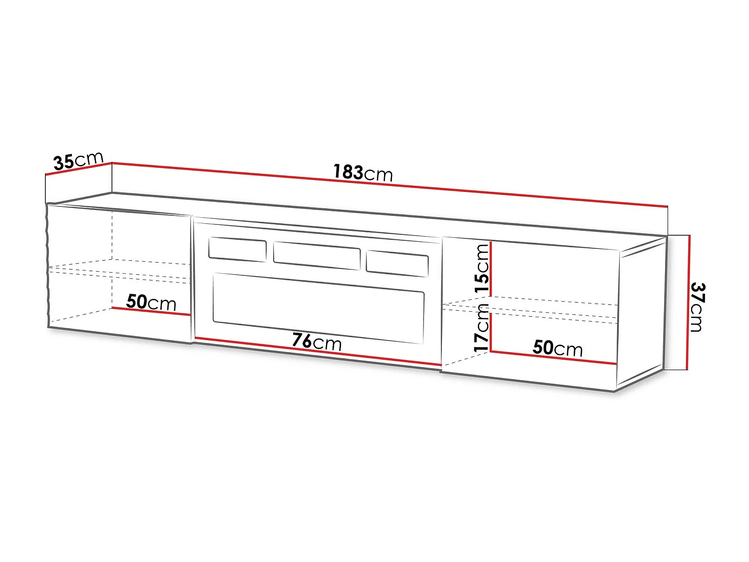 Meuble TV Charlotte 206, Nombre de portes: 2, 18x4x4cm