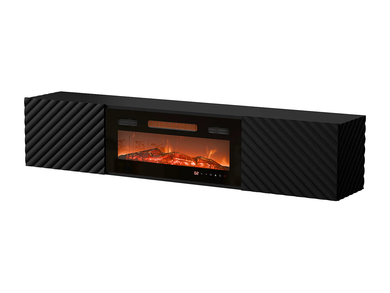 Meuble TV Charlotte 207, Noir, 183x37x35cm