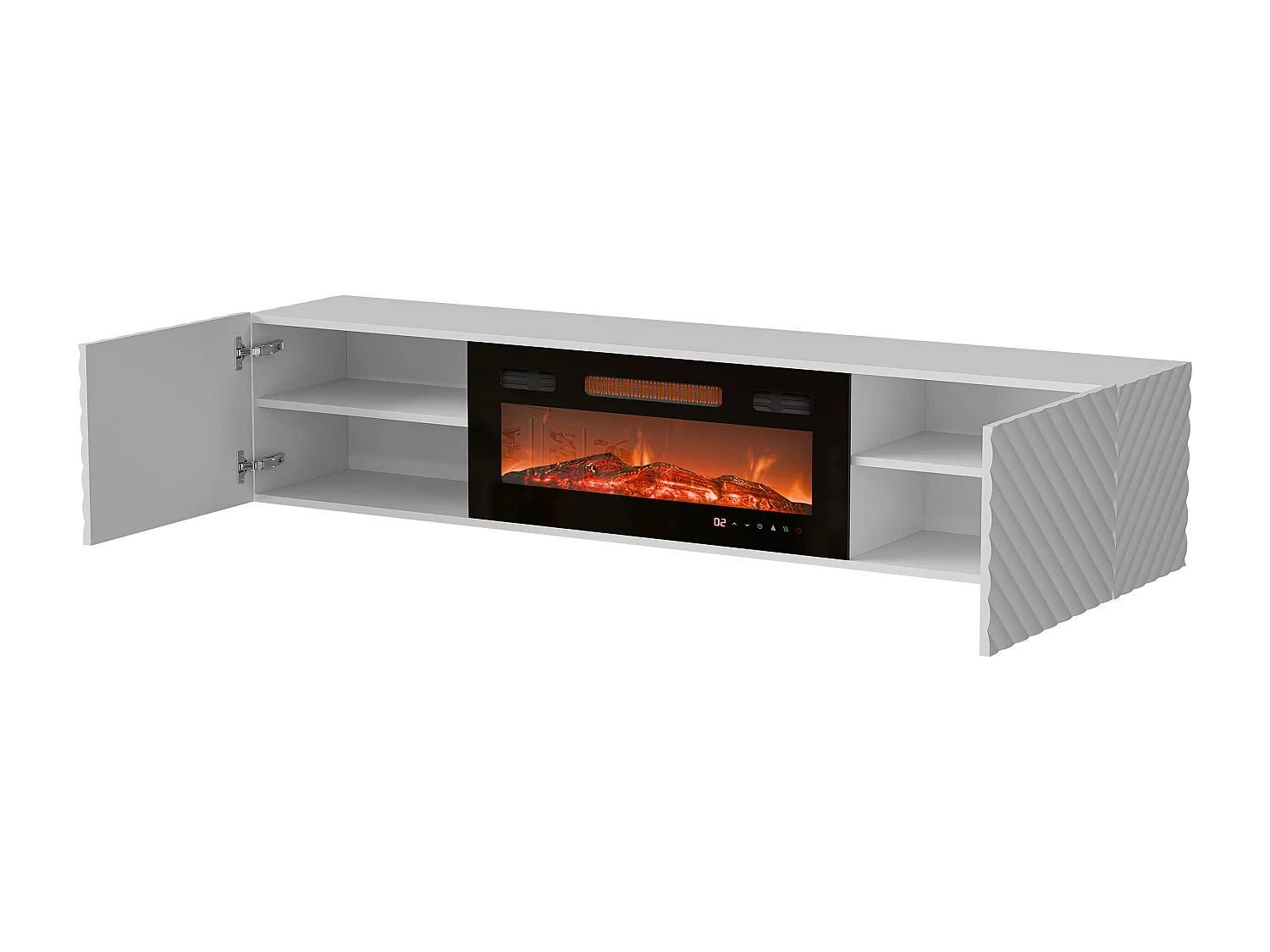 Meuble TV Charlotte 207, Noir, 183x37x35cm