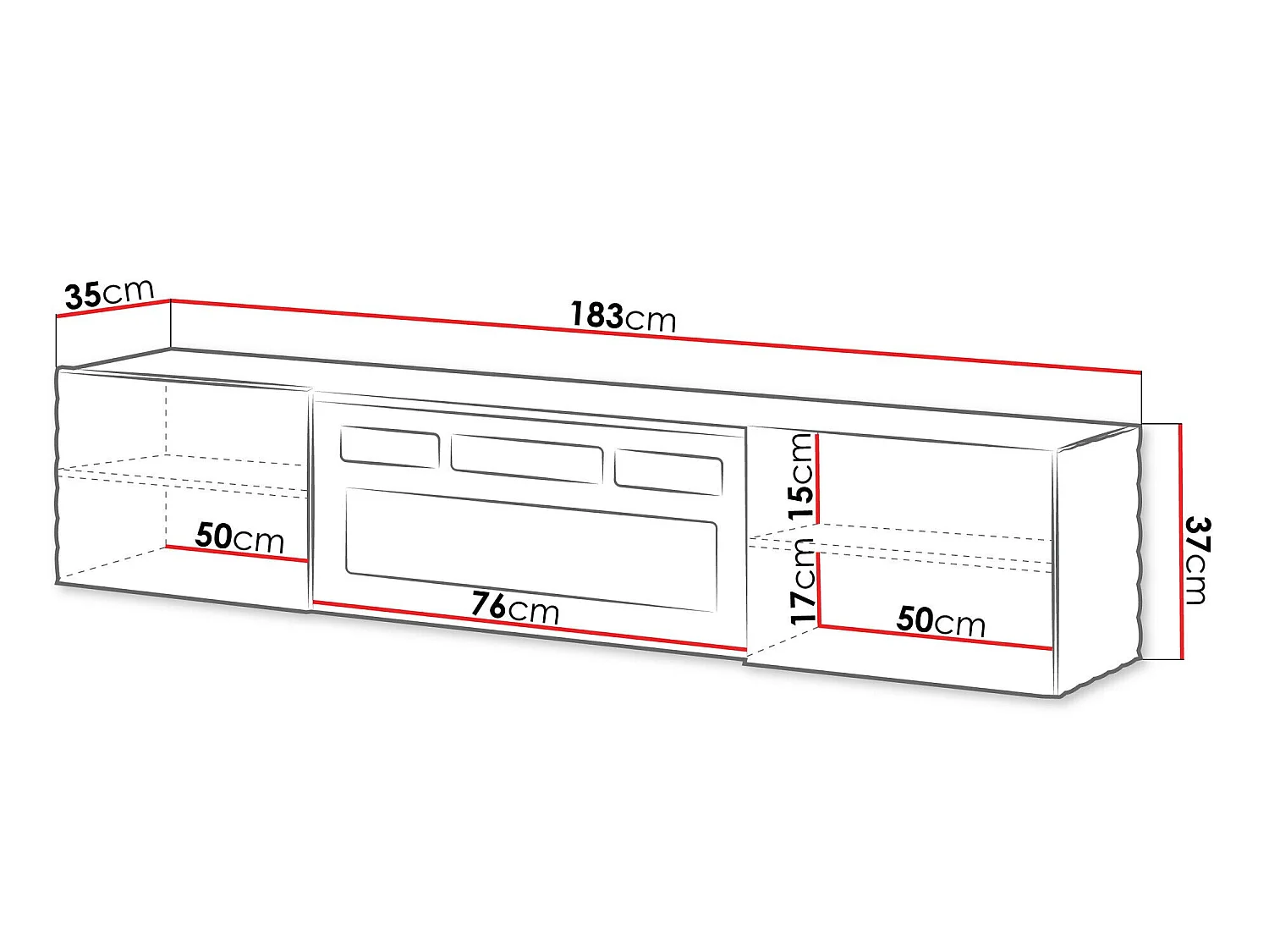 Meuble TV Charlotte 207, Nombre de portes: 2, 18x4x4cm