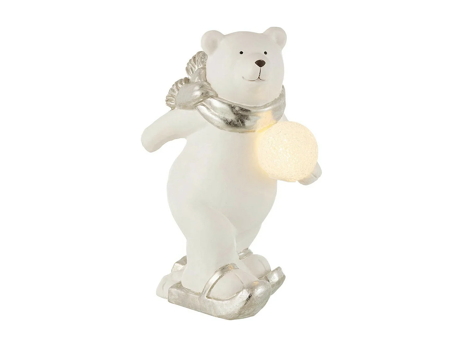 Statuette Déco Led "Ours Polaire Debout" 36cm Blanc