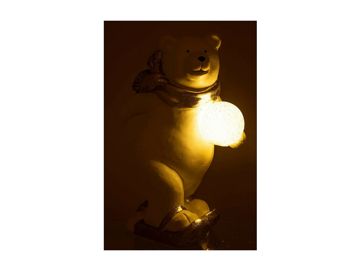 Statuette Déco Led "Ours Polaire Debout" 36cm Blanc