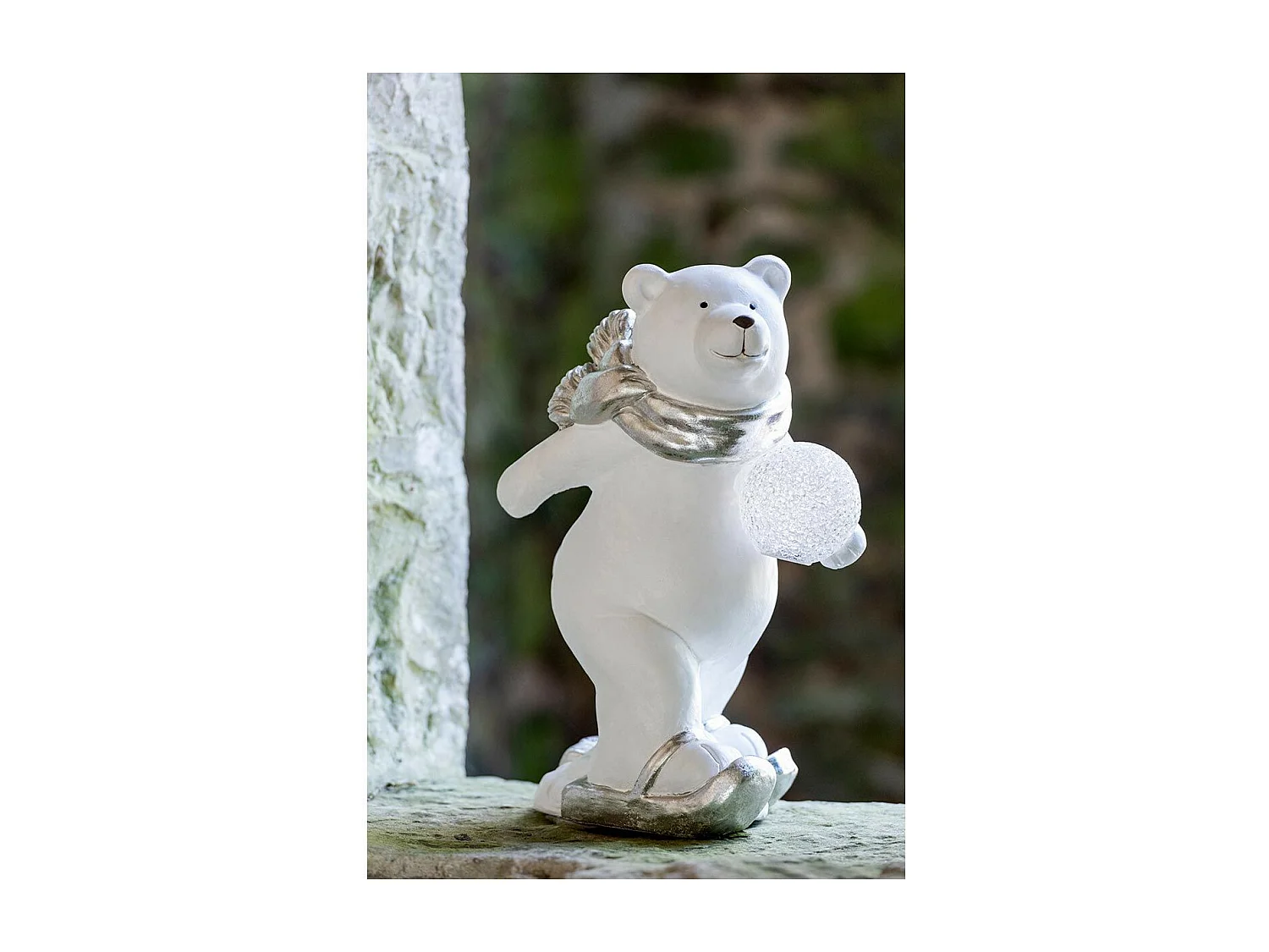 Statuette Déco Led "Ours Polaire Debout" 36cm Blanc