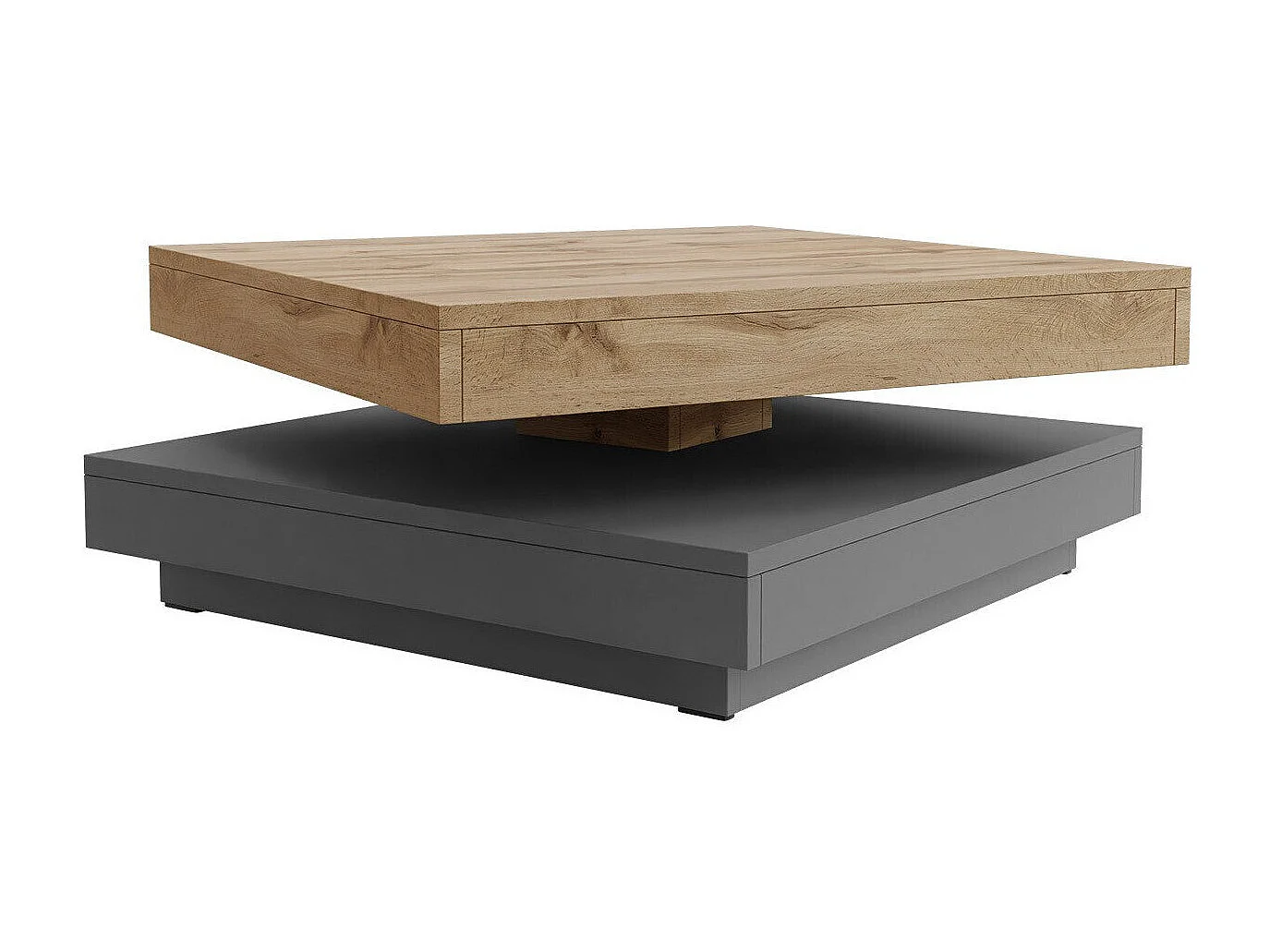 Table basse transformateur Comfivo 385, Graphite|Chêne wotan, 34x70x70cm, Stratifié