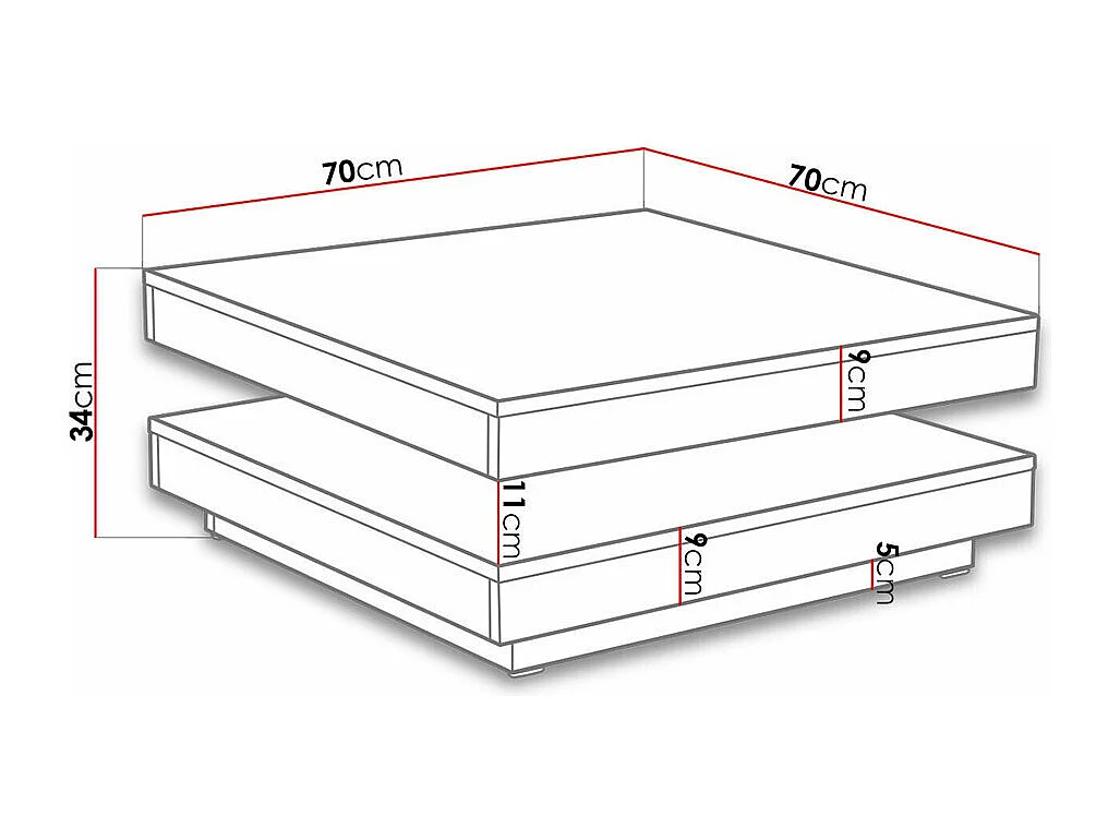 Table basse transformateur Comfivo 385, Graphite|Chêne wotan, 34x70x70cm, Stratifié