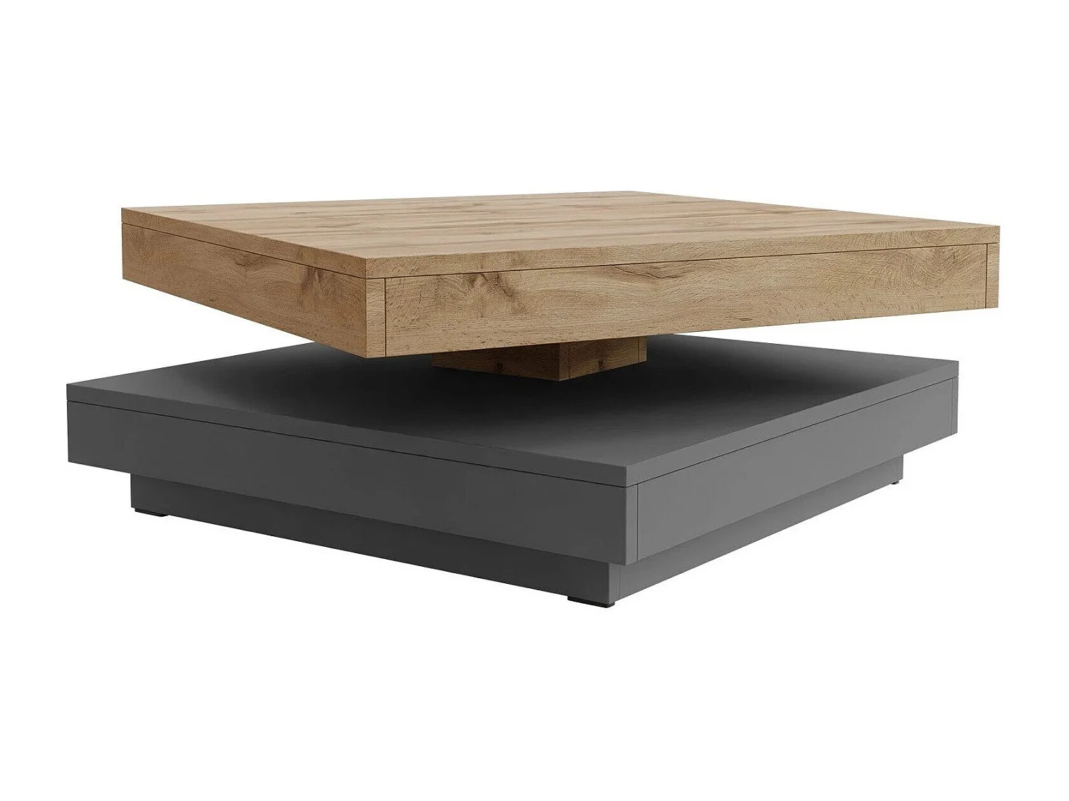 Table basse transformateur Comfivo 385, Graphite|Chêne wotan, 34x70x70cm, Stratifié