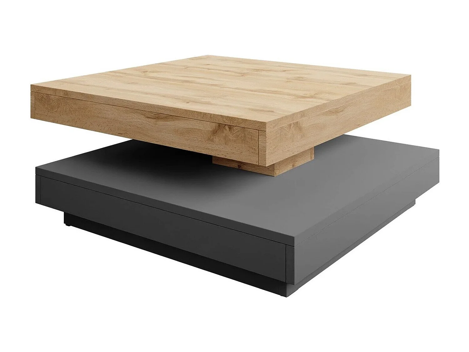 Table basse transformateur Comfivo 385, Graphite|Chêne wotan, 34x70x70cm, Stratifié