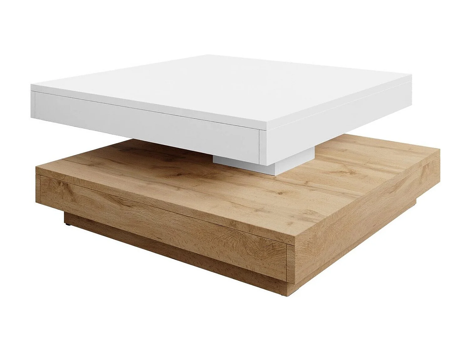 Table basse transformateur Comfivo 385, Chêne wotan|Blanc, 34x70x70cm, Stratifié