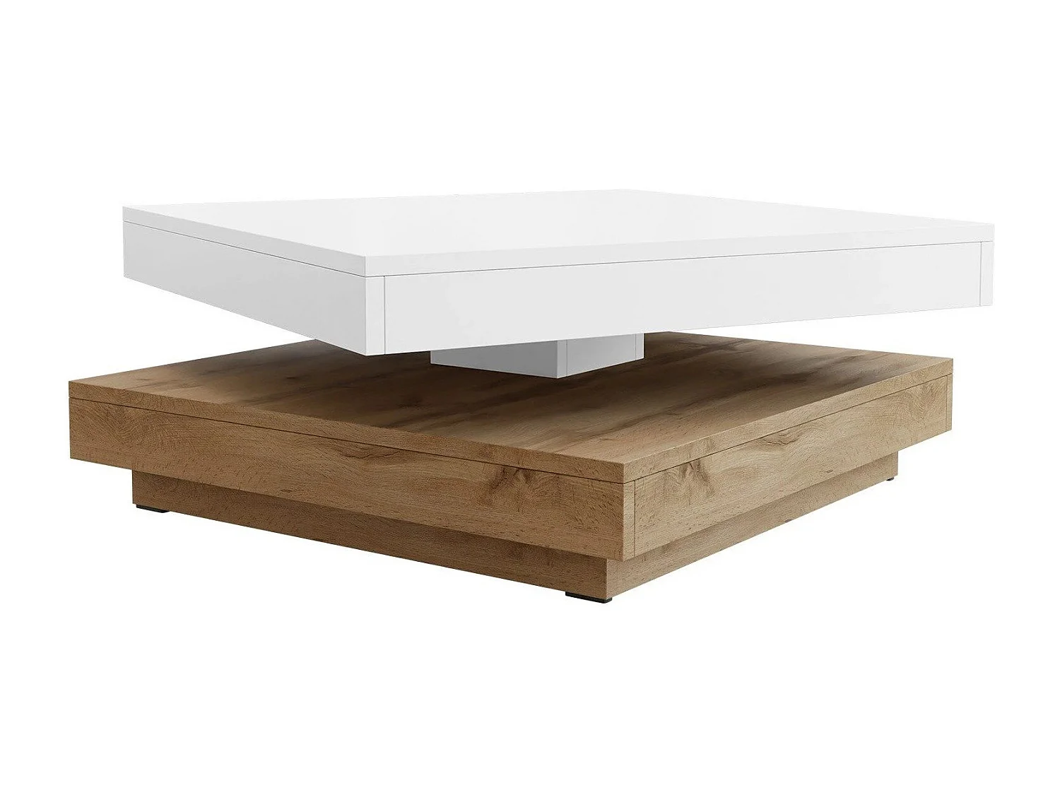 Table basse transformateur Comfivo 385, Chêne wotan|Blanc, 34x70x70cm, Stratifié