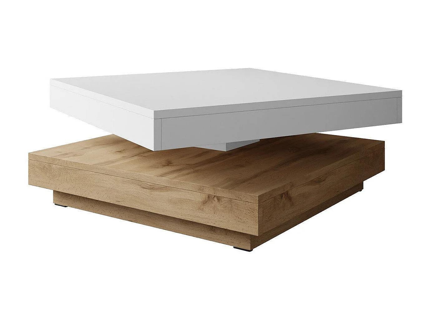 Table basse transformateur Comfivo 385, Chêne wotan|Blanc, 34x70x70cm, Stratifié