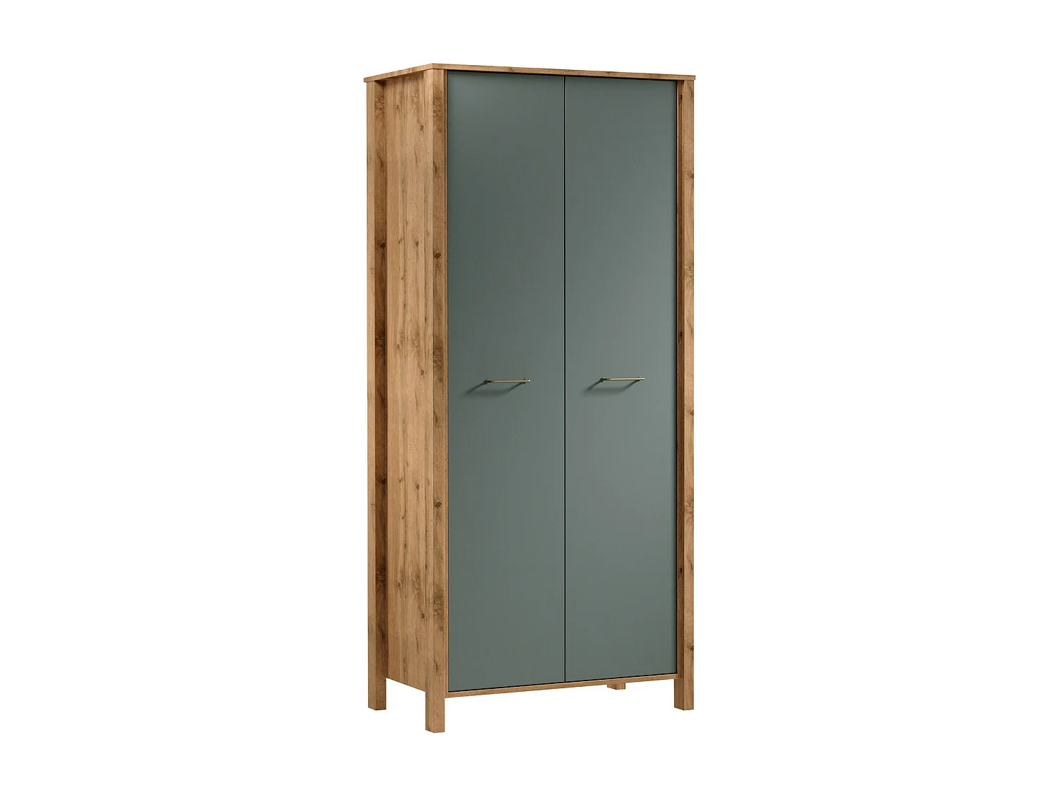Armoire Venmelu 112, Chêne wotan|Vert, 199x90x53cm, Portes d'armoire: Avec des charnières